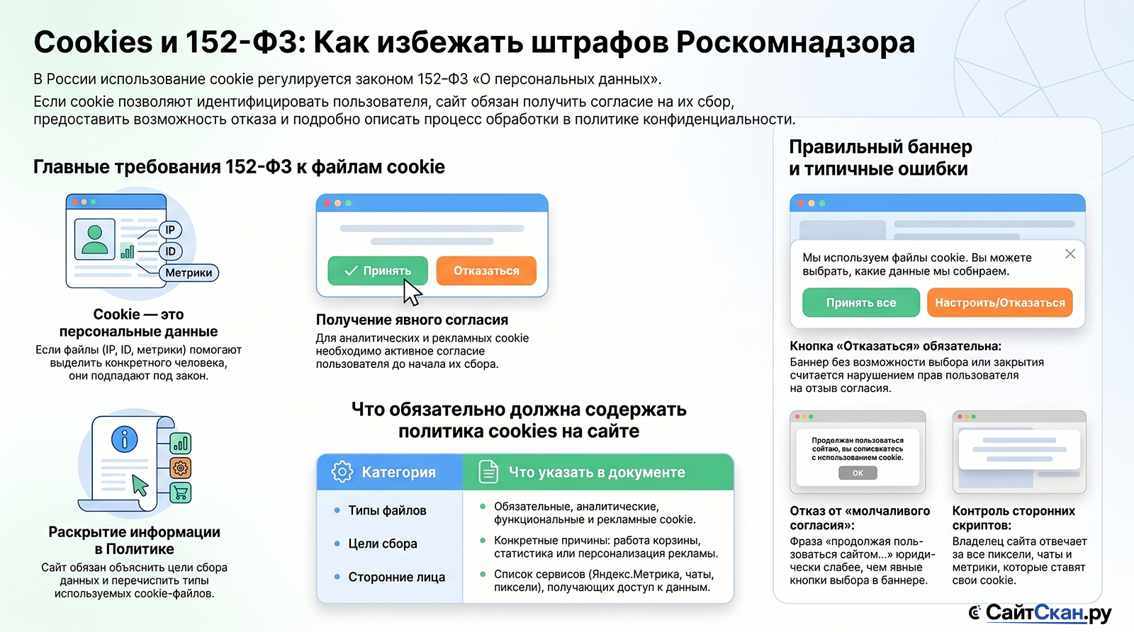 Юридические требования к файлам cookie и политике cookies на сайтах