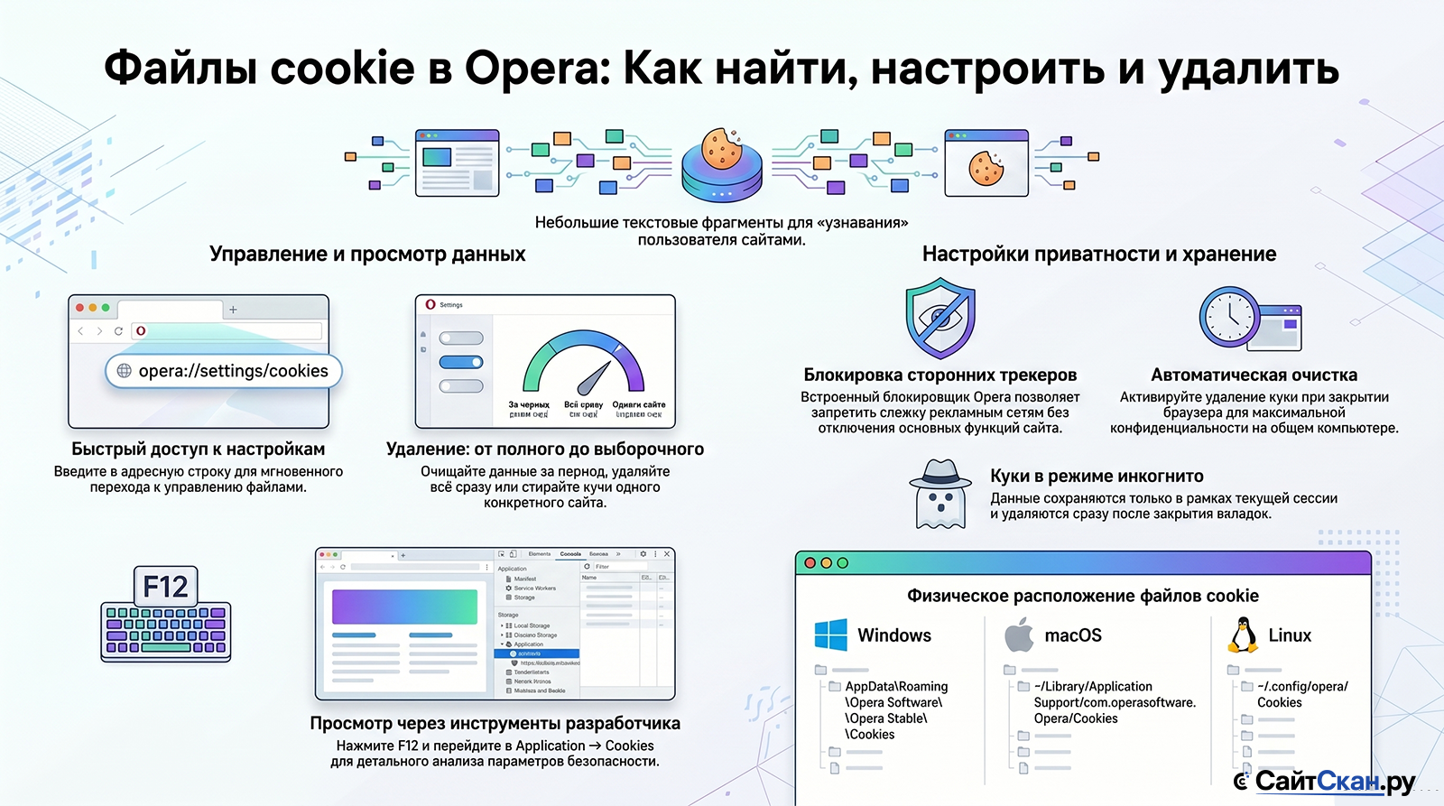 Как найти и настроить файлы cookie в браузере Opera