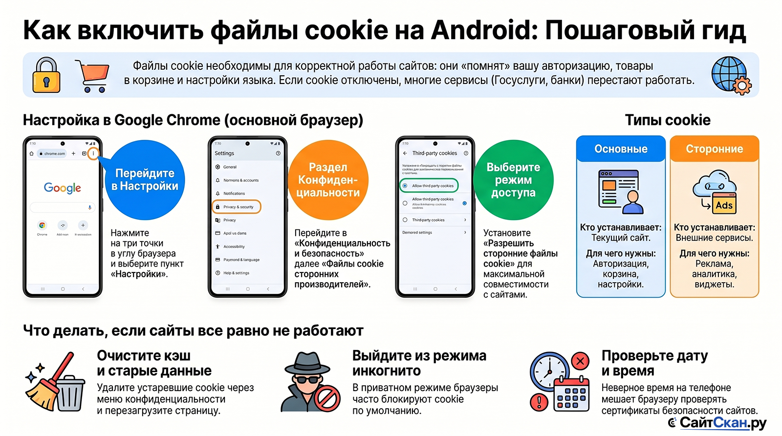 Как включить и настроить файлы cookie в браузере на телефоне