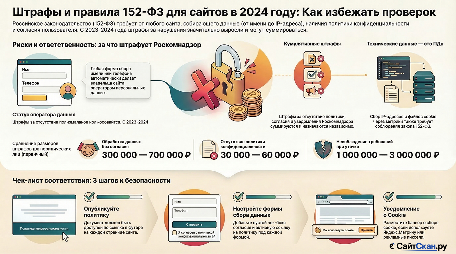 Ответственность и штрафы за нарушение политики конфиденциальности на сайте